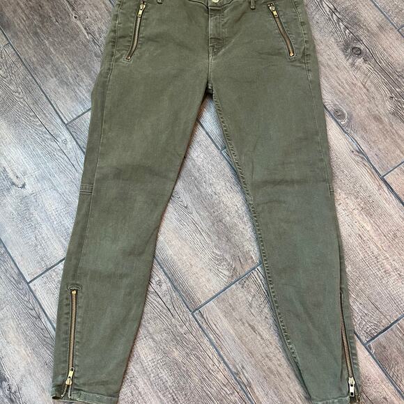 Mother Crop‎ Zip Muse Blow Out Green Women’s Size 28 - Picture 1 of 5
